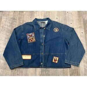 Studio Ease Jacket Denim Patch Work Christmas Size 14 *Excellent Condition*